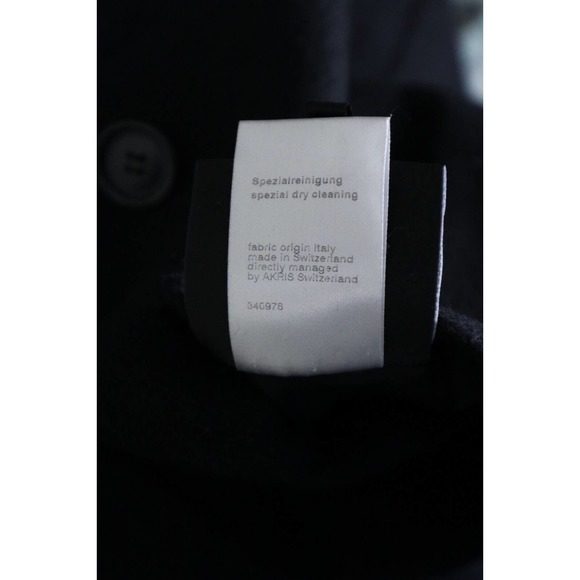 Akris US 4 Double Faced Wool Reversible Longline Jacket Navy Plaid Black - Picture 16 of 16